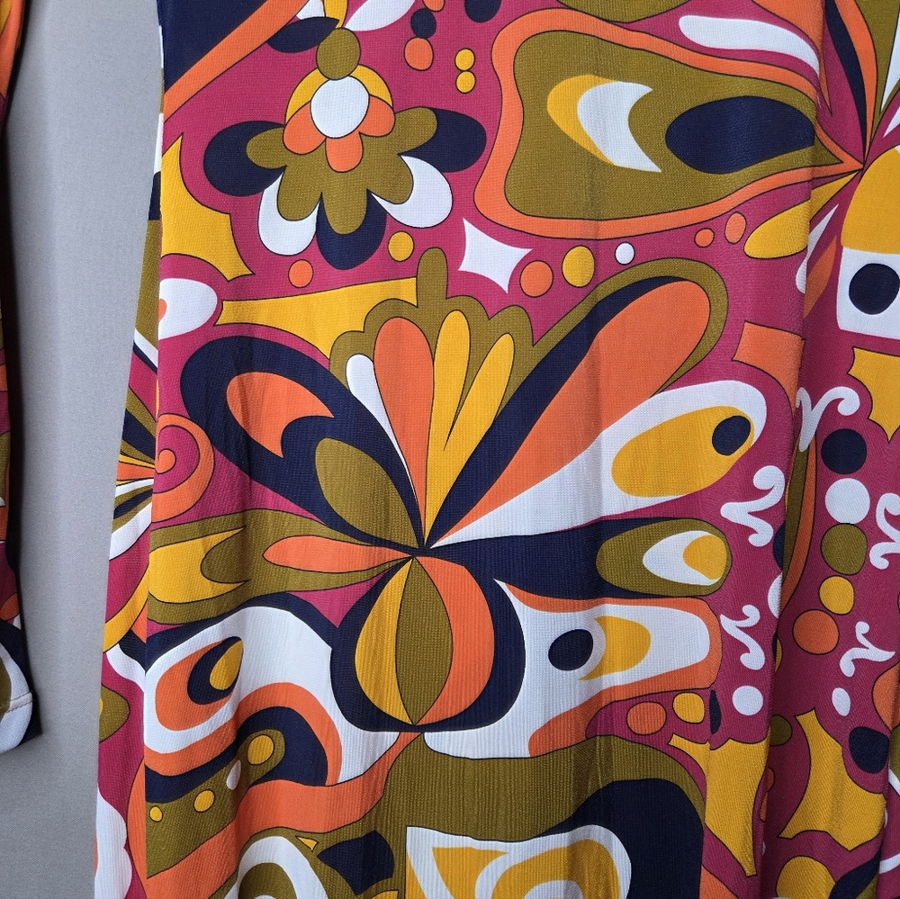 Funkadelic Retro Styled Patterned Long Sleeve Dress - Picture 5 of 9